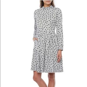 Isabel & Nina Long Sleeve Polka Dot Fit + Flare dress sz L NWT